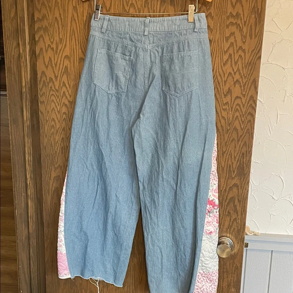 Women's Blue and‎ Pink Patchwork Jeans - Picture 6 of 8